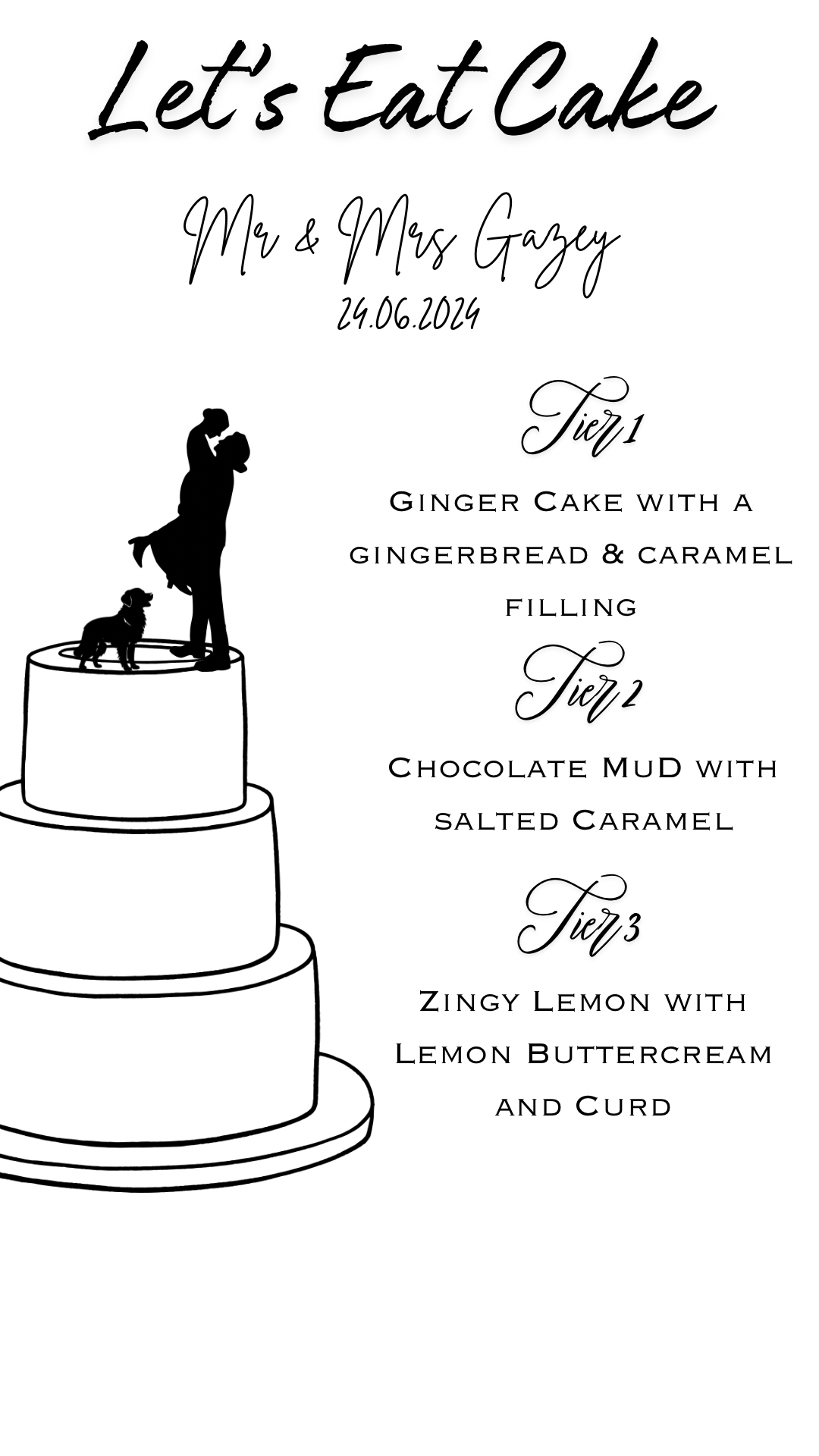 Personalised Wedding Cake Flavour Menu – Digital Download