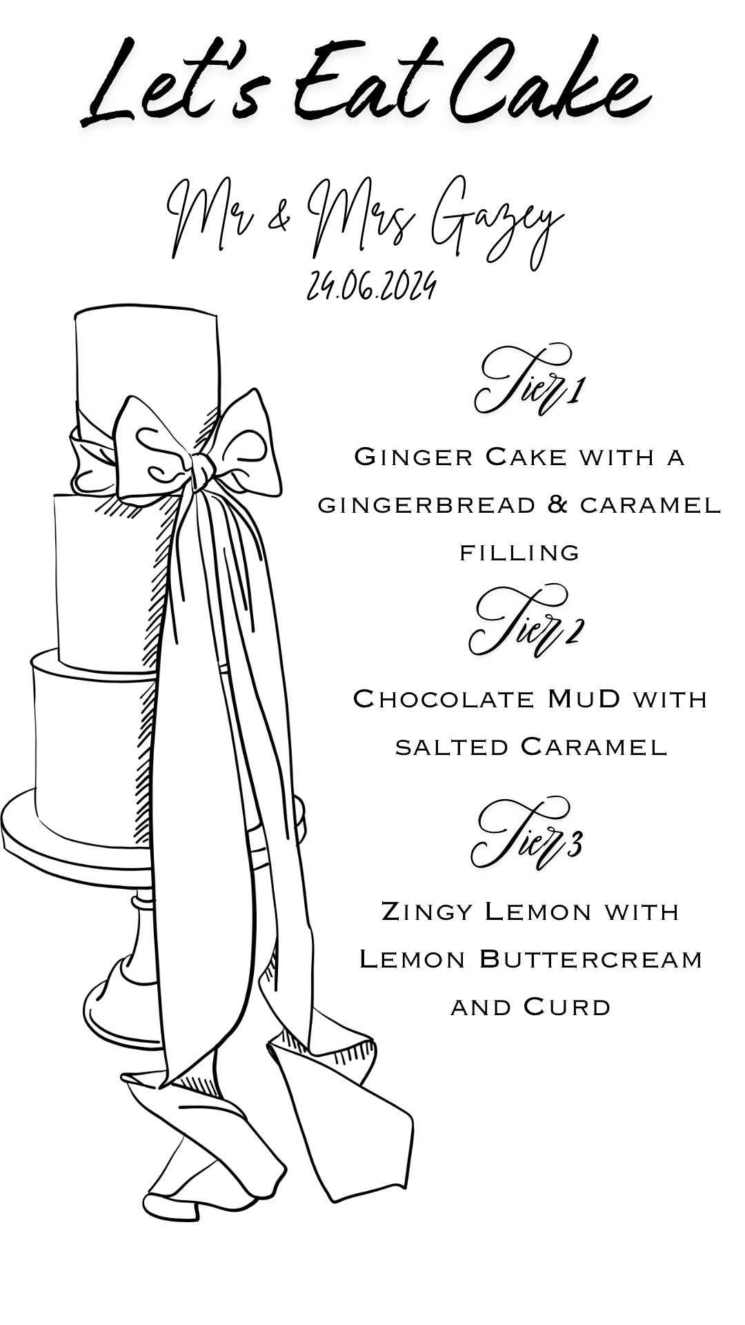 Personalised Wedding Cake Flavour Menu – Digital Download