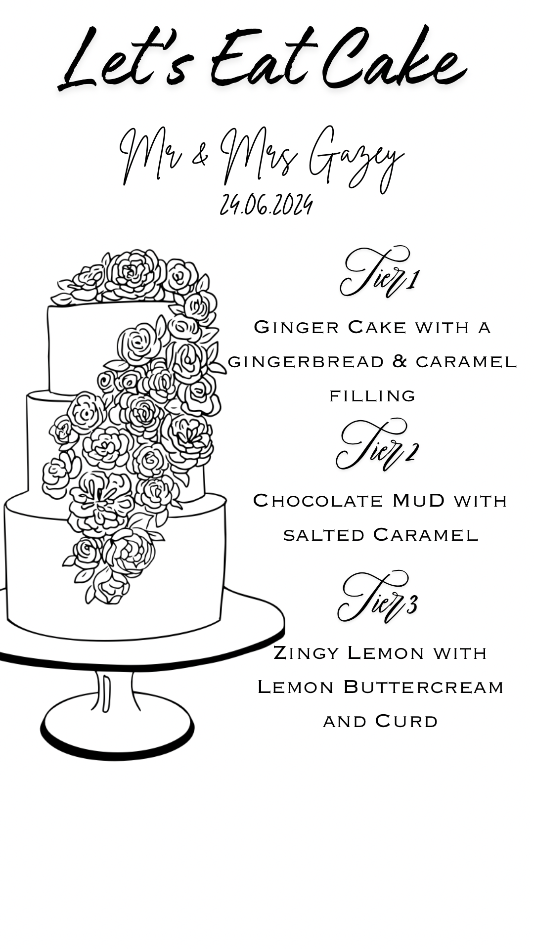 Personalised Wedding Cake Flavour Menu – Digital Download