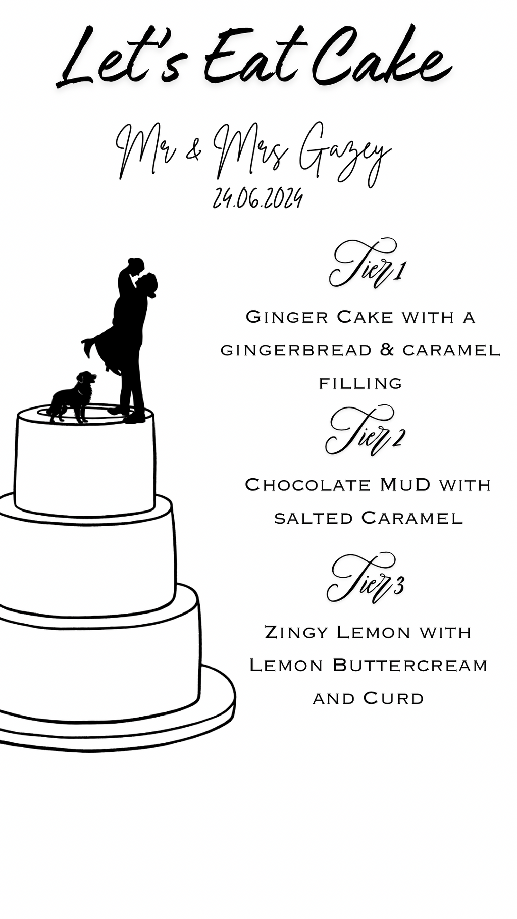 Personalised Wedding Cake Flavour Menu – Digital Download