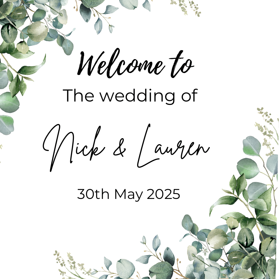 Personalised Wedding Sign Digital Download